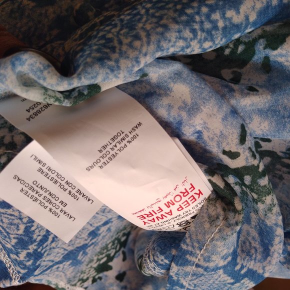 SALE $ NWT Missguided Blue Animal Print Frill Sleeve Chiffon Blouse - Picture 9 of 11